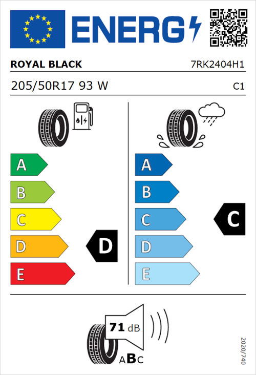 Tyre Label for Royal Black Explorer II 205/50R17 93W