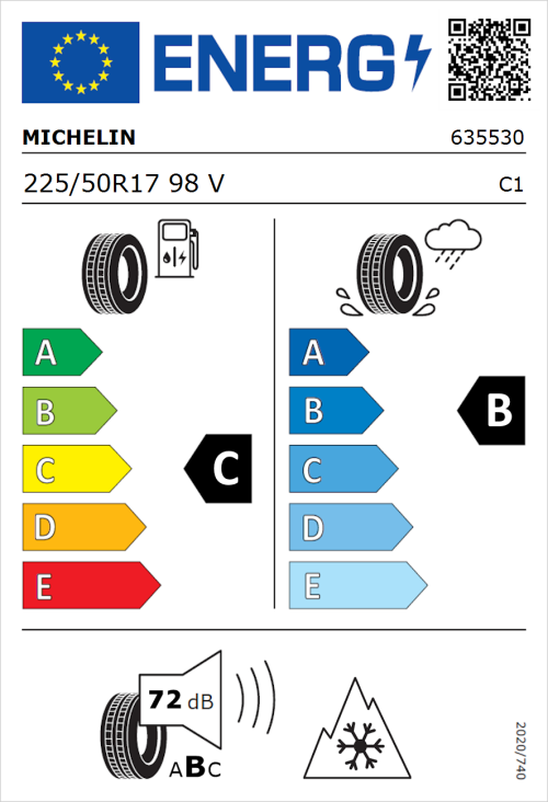 Tyre Label for Michelin CrossClimate 3 225/50R17 98V
